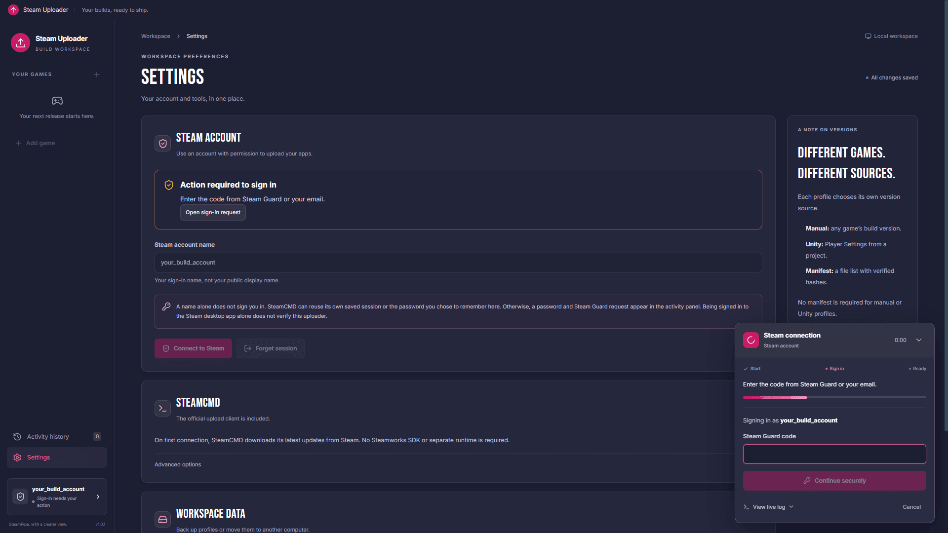 04. An example Steam Guard code request.